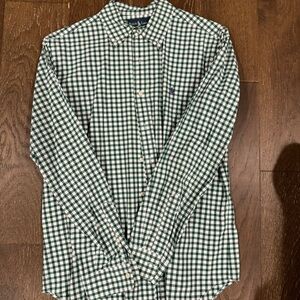 Ralph Lauren Green and White Checkered Shirt